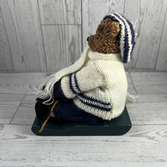 Knit Sweater Teddy Bear with Sled Winter Home Decor - Picture 2 of 8